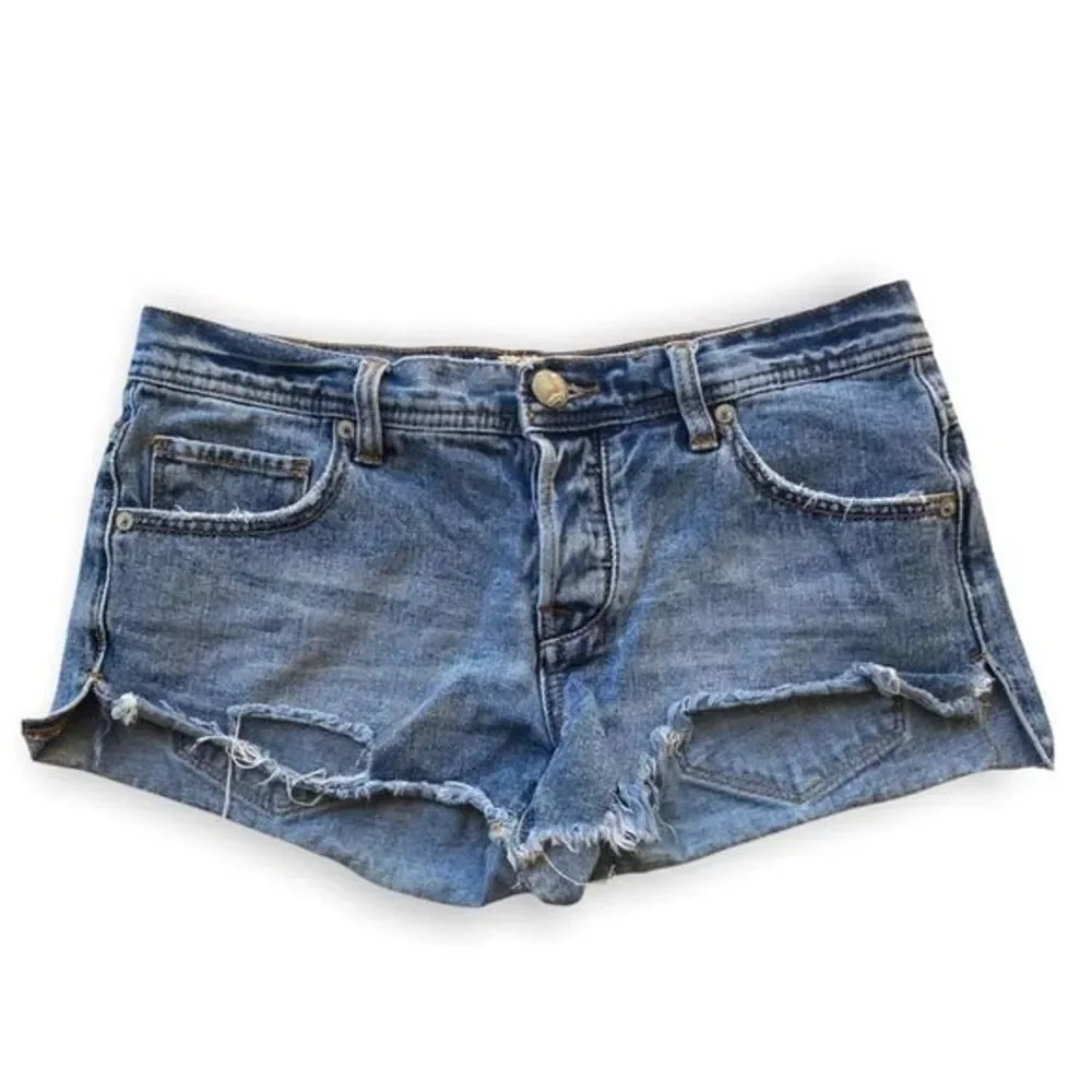 FREE PEOPLE Button Fly Cut Off Shorts Denim Size 26